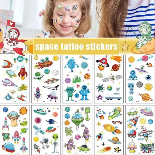 10 Sheets Cartoon Temporary Tattoos Stickers Half Arm Tattoo Stickers for Kids Party Supplies Favors Fake Tattoos Art Craft for kids Boys Girls, School Rewards, Kids Birthday Gifts Water Bottle Decor