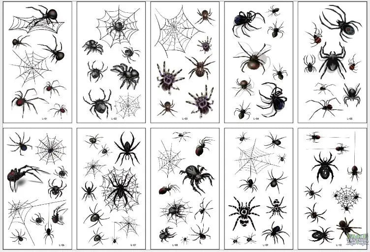 10pcs 3D Spider Tatoo Scorpion Temporary Tattoo Stickers For Halloween Fake Tattoo Body Art Tatuajes Joke Tatouage Temporaire