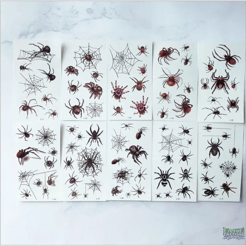 10pcs 3D Spider Tatoo Scorpion Temporary Tattoo Stickers For Halloween Fake Tattoo Body Art Tatuajes Joke Tatouage Temporaire